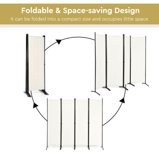 Costway 4-Panel  Room Divider with Steel Frame-White LuxuryLifeWay Online Store