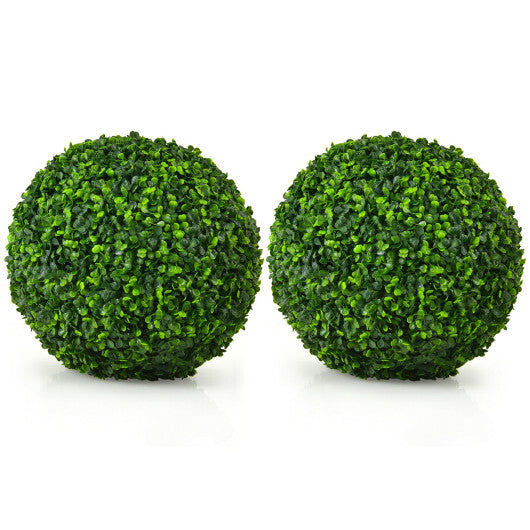 Costway 2 Pieces 15.7 Inch Artificial Boxwood Topiary Ball Tree Set LuxuryLifeWay Online Store