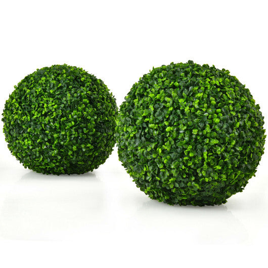 Costway 2 Pieces 15.7 Inch Artificial Boxwood Topiary Ball Tree Set LuxuryLifeWay Online Store