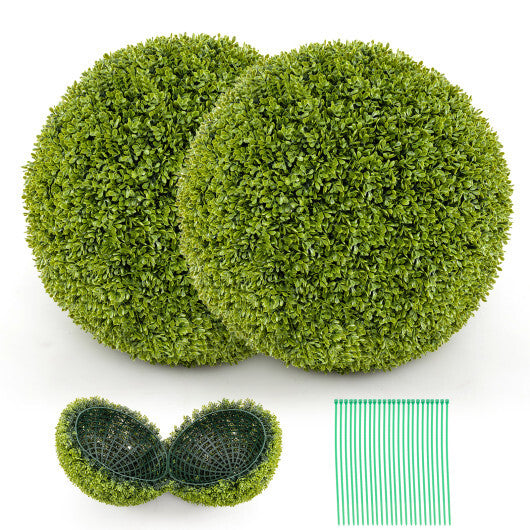 Costway 2 Pieces 20 Inches Artificial Sun-Protective Topiary Spheres for Patio Garden Front Door Balcony Backyard-M LuxuryLifeWay Online Store