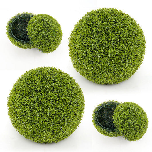 Costway 2 Pieces 20 Inches Artificial Sun-Protective Topiary Spheres for Patio Garden Front Door Balcony Backyard-M LuxuryLifeWay Online Store