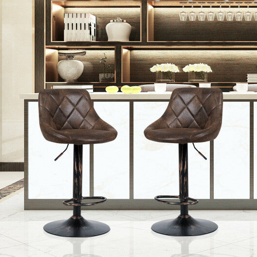 Costway Set of 2 Adjustable Bar Stools with Backrest and Footrest LuxuryLifeWay Online Store