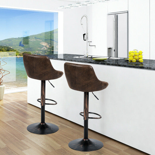 Costway Set of 2 Adjustable Bar Stools with Backrest and Footrest LuxuryLifeWay Online Store