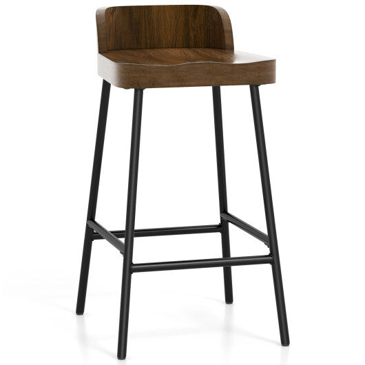 Costway Industrial 24.5 Inches Bar Stool with Backrest and Saddle Seat-Rustic Brown LuxuryLifeWay Online Store