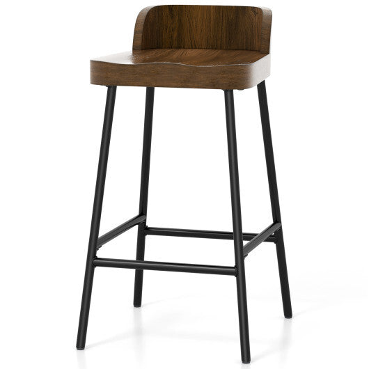 Costway Industrial 24.5 Inches Bar Stool with Backrest and Saddle Seat-Rustic Brown LuxuryLifeWay Online Store