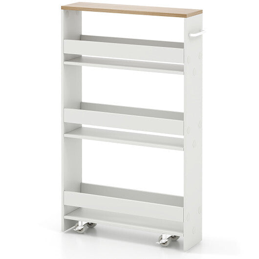 Costway Narrow Mobile Serving Cart with Open Shelves for Kitchen Bathroom Living Room-White LuxuryLifeWay Online Store