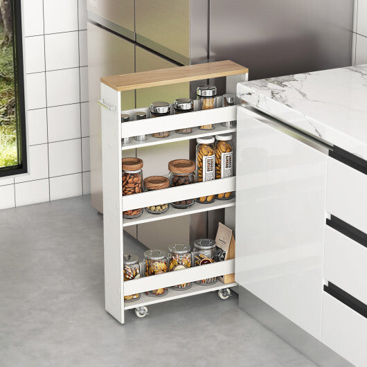 Costway Narrow Mobile Serving Cart with Open Shelves for Kitchen Bathroom Living Room-White LuxuryLifeWay Online Store
