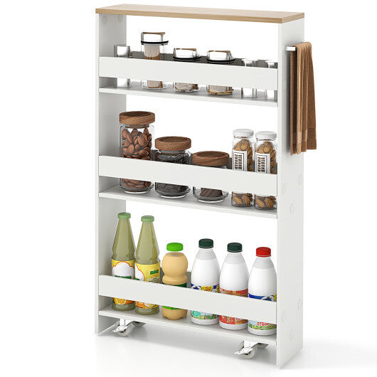 Costway Narrow Mobile Serving Cart with Open Shelves for Kitchen Bathroom Living Room-White LuxuryLifeWay Online Store