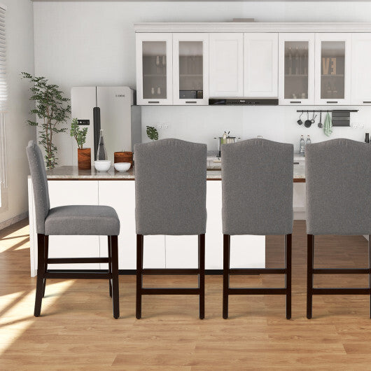 Costway 2 Pcs Fabric Nail Head Counter Height Dining Side Chairs Set-Gray LuxuryLifeWay Online Store