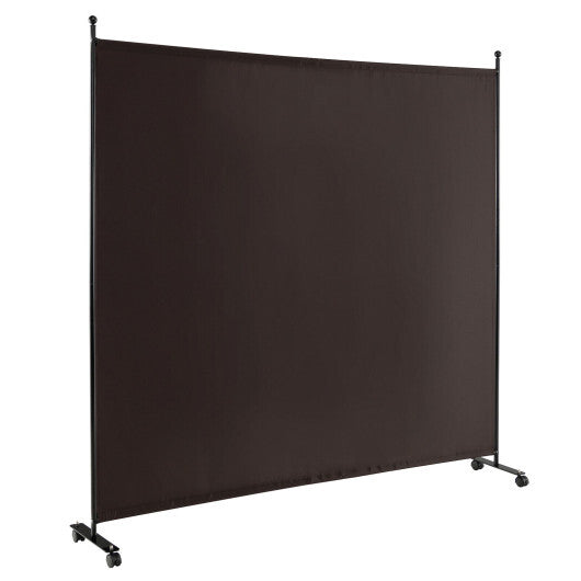 Costway 6 Feet Single Panel Rolling Room Divider with Smooth Wheels-Brown LuxuryLifeWay Online Store