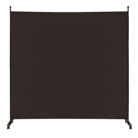 Costway 6 Feet Single Panel Rolling Room Divider with Smooth Wheels-Brown LuxuryLifeWay Online Store
