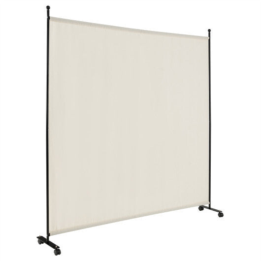 Costway 6 Feet Single Panel Rolling Room Divider with Smooth Wheels-White LuxuryLifeWay Online Store