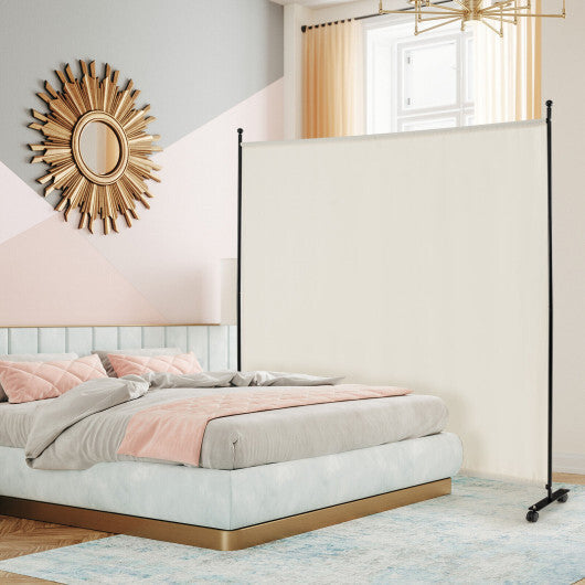Costway 6 Feet Single Panel Rolling Room Divider with Smooth Wheels-White LuxuryLifeWay Online Store