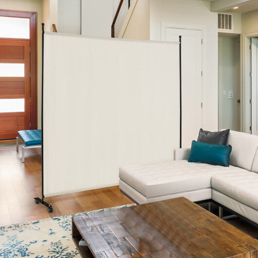 Costway 6 Feet Single Panel Rolling Room Divider with Smooth Wheels-White LuxuryLifeWay Online Store