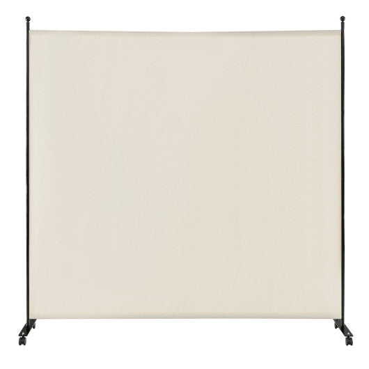 Costway 6 Feet Single Panel Rolling Room Divider with Smooth Wheels-White LuxuryLifeWay Online Store