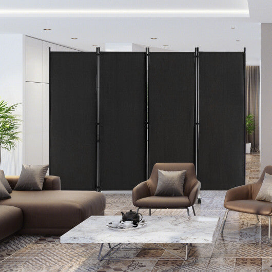 Costway 4-Panel Folding Room Divider 6 Feet Rolling Privacy Screen with Lockable Wheels-Black LuxuryLifeWay Online Store