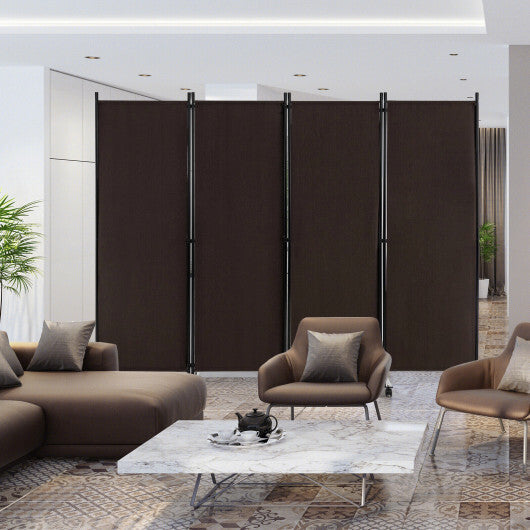 Costway 4-Panel Folding Room Divider 6 Feet Rolling Privacy Screen with Lockable Wheels-Brown LuxuryLifeWay Online Store