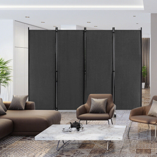 Costway 4-Panel Folding Room Divider 6 Feet Rolling Privacy Screen with Lockable Wheels-Gray LuxuryLifeWay Online Store