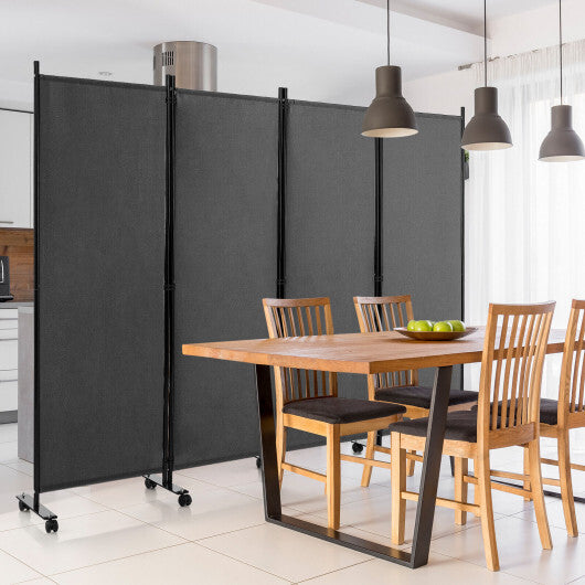Costway 4-Panel Folding Room Divider 6 Feet Rolling Privacy Screen with Lockable Wheels-Gray LuxuryLifeWay Online Store