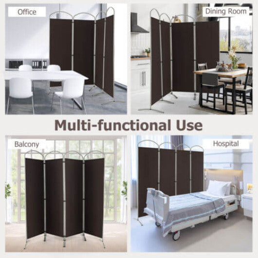 Costway 6.2Ft Folding 4-Panel Room Divider for Home Office Living Room -Brown LuxuryLifeWay Online Store