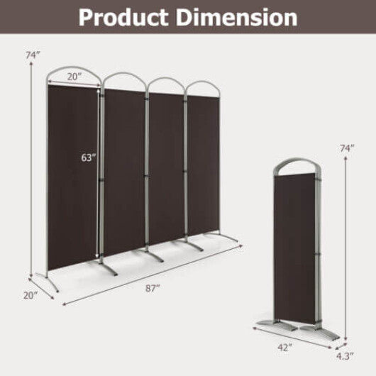 Costway 6.2Ft Folding 4-Panel Room Divider for Home Office Living Room -Brown LuxuryLifeWay Online Store