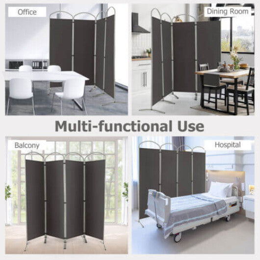 Costway 6.2Ft Folding 4-Panel Room Divider for Home Office Living Room -Gray LuxuryLifeWay Online Store