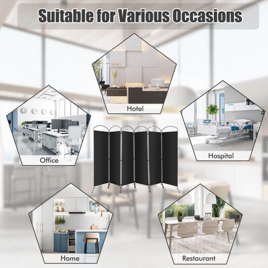 Costway 6 Feet 6-Panels Freestanding Folding Privacy Screen-Black LuxuryLifeWay Online Store