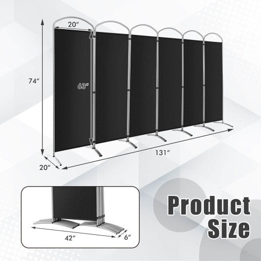 Costway 6 Feet 6-Panels Freestanding Folding Privacy Screen-Black LuxuryLifeWay Online Store