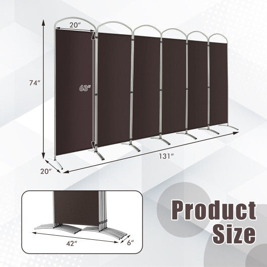 Costway 6 Feet 6-Panels Freestanding Folding Privacy Screen-Brown LuxuryLifeWay Online Store