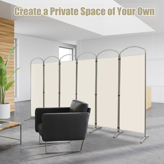 Costway 6 Feet 6-Panels Freestanding Folding Privacy Screen-White LuxuryLifeWay Online Store