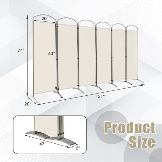 Costway 6 Feet 6-Panels Freestanding Folding Privacy Screen-White LuxuryLifeWay Online Store