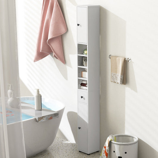 Costway Freestanding Slim Bathroom Cabinet with Drawer and Adjustable Shelves-White LuxuryLifeWay Online Store