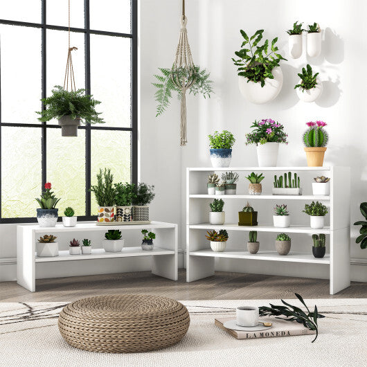 Costway 3 Pieces 31-Inch Stackable Multi-Shape Shoe Rack-White LuxuryLifeWay Online Store