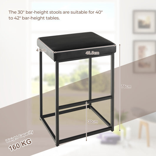 Costway 30 Inch Barstools Set of 2 with PU Leather Cover-Black LuxuryLifeWay Online Store