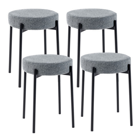Costway Bar Stools Set of 4 Upholstered Kitchen Stools with Foot Pads-Light Gray LuxuryLifeWay Online Store