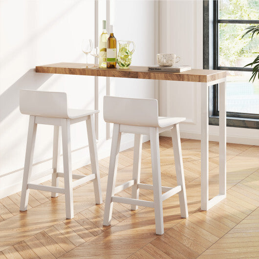 Costway Wood Bar Stools Set of 2 with Solid Back and Seat-White