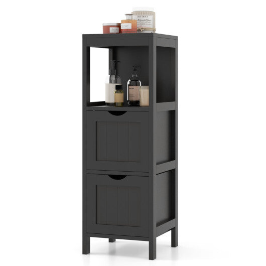 Costway Freestanding Storage Cabinet with 2 Removable Drawers for Bathroom-Black LuxuryLifeWay Online Store