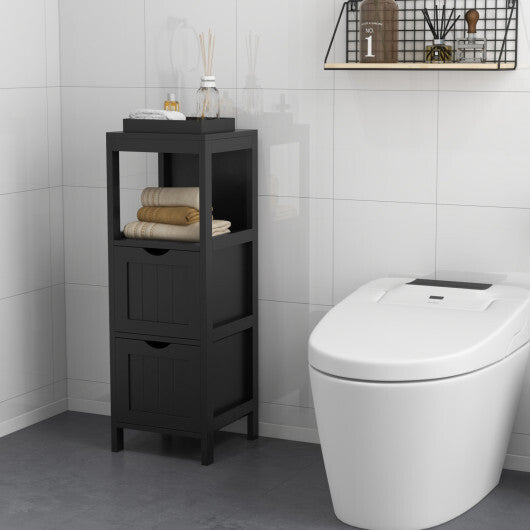 Costway Freestanding Storage Cabinet with 2 Removable Drawers for Bathroom-Black LuxuryLifeWay Online Store