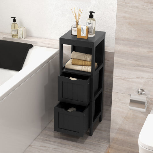 Costway Freestanding Storage Cabinet with 2 Removable Drawers for Bathroom-Black LuxuryLifeWay Online Store