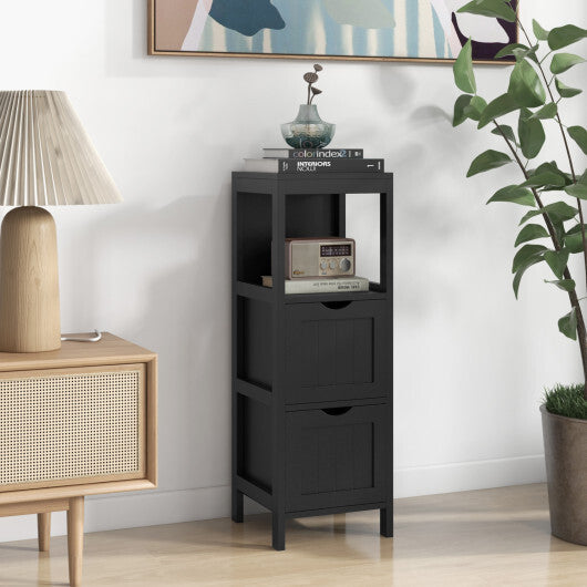 Costway Freestanding Storage Cabinet with 2 Removable Drawers for Bathroom-Black LuxuryLifeWay Online Store
