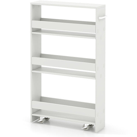 Costway Narrow Mobile Serving Cart with Open Shelves for Kitchen Bathroom Living Room-Off White LuxuryLifeWay Online Store