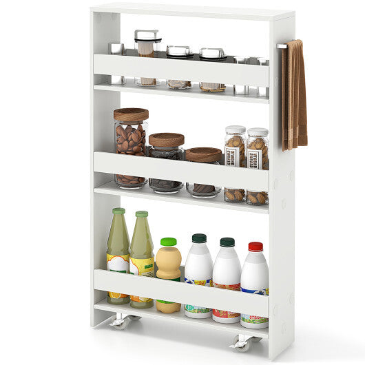 Costway Narrow Mobile Serving Cart with Open Shelves for Kitchen Bathroom Living Room-Off White LuxuryLifeWay Online Store