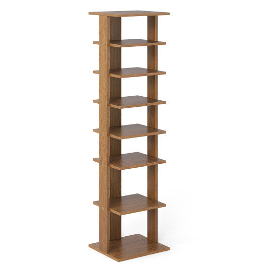 Costway 7-Tiers Vertical Wooden Space Saving Shoe Rack for Front Door-Natural LuxuryLifeWay Online Store