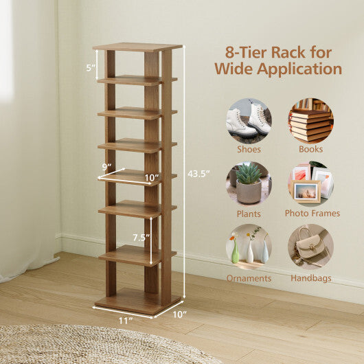 Costway 7-Tiers Vertical Wooden Space Saving Shoe Rack for Front Door-Natural LuxuryLifeWay Online Store