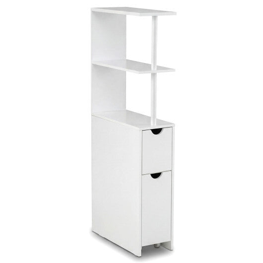 Costway Slim Storage Freestanding Bathroom Cabinet with Open Shelves-White LuxuryLifeWay Online Store