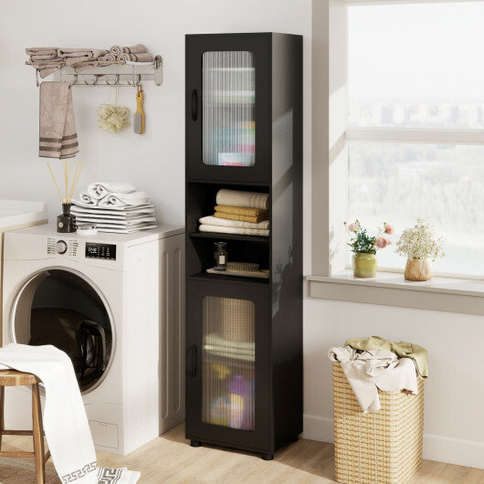 Costway Tall Bathroom Storage Cabinet 67 Inches Freestanding Storage Organizer-Black LuxuryLifeWay Online Store