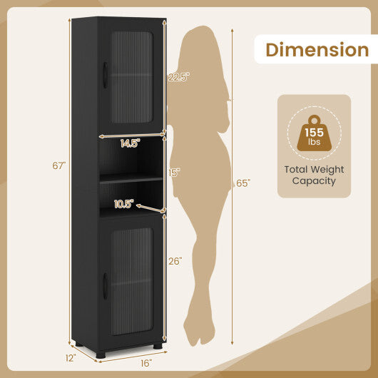 Costway Tall Bathroom Storage Cabinet 67 Inches Freestanding Storage Organizer-Black LuxuryLifeWay Online Store
