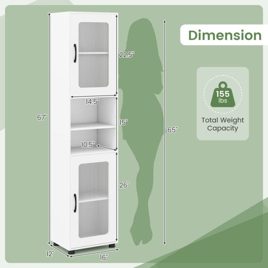 Costway Tall Bathroom Storage Cabinet 67 Inches Freestanding Storage Organizer-White LuxuryLifeWay Online Store