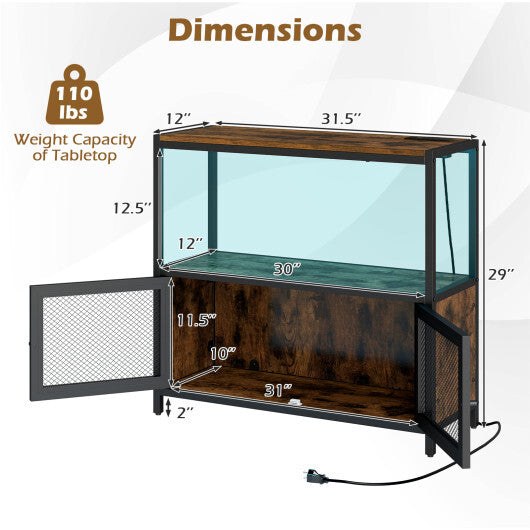 Costway Industrial Coffee Bar Cabinet with LED Lights and Charging Station-Rustic Brown LuxuryLifeWay Online Store