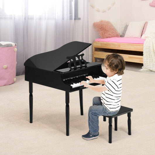 Costway 30-Key Wood Toy Kids Grand Piano with Bench & Music Rack-Black LuxuryLifeWay Online Store